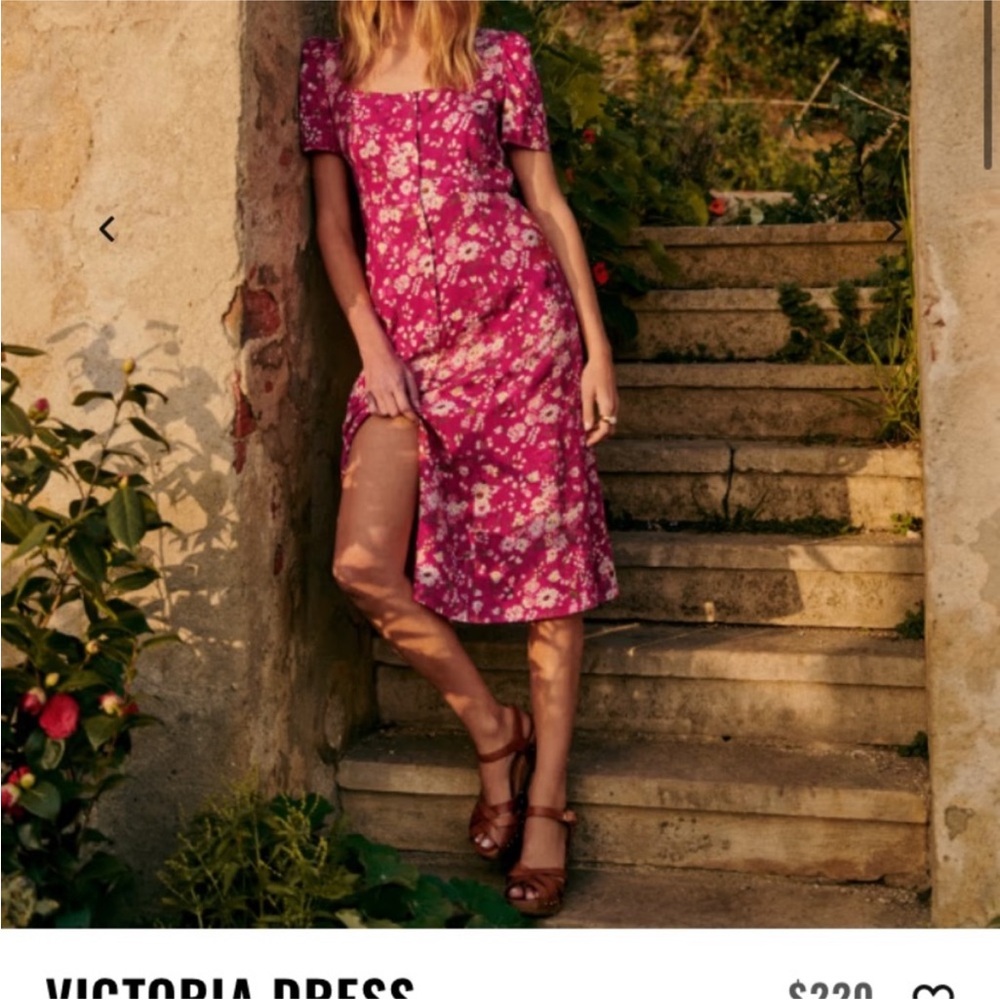 Sezane Victoria Dress Pink Floral Midi Dress